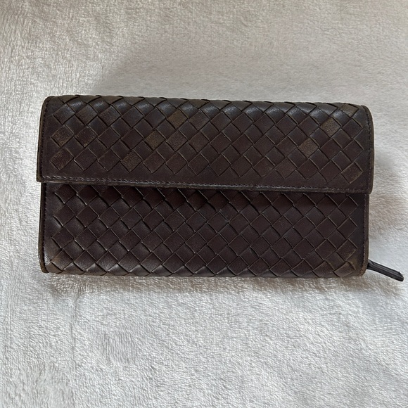 Bottega Veneta Handbags - $1000 Bottega Veneta Brown Flap Wallet